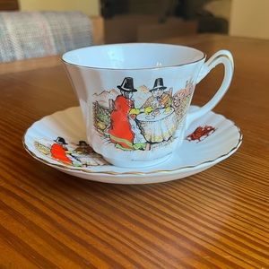 Vintage Fine Bone China Made in England Souvenir of Wales Plate And Mug Set